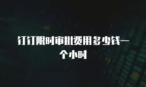 钉钉限时审批费用多少钱一个小时