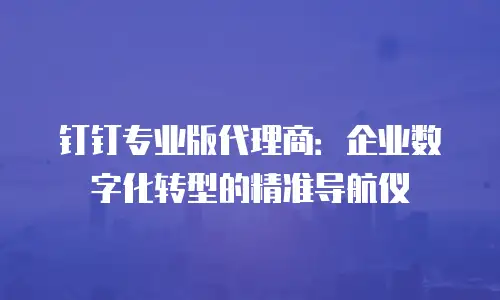 钉钉专业版代理商：企业数字化转型的精准导航仪