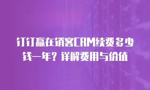钉钉赢在销客CRM续费多少钱一年？详解费用与价值