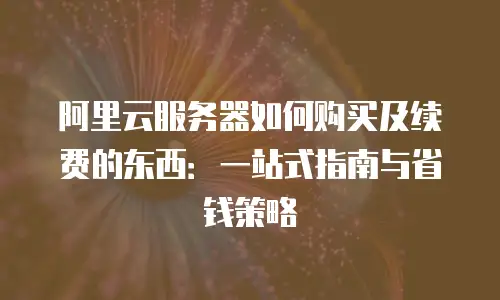 阿里云服务器如何购买及续费的东西：一站式指南与省钱策略