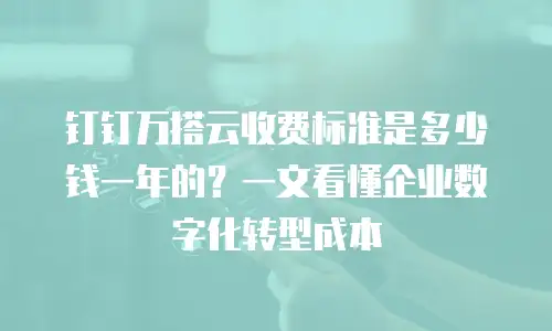 钉钉万搭云收费标准是多少钱一年的？一文看懂企业数字化转型成本