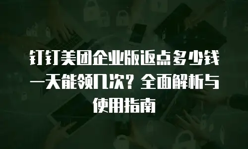 钉钉美团企业版返点多少钱一天能领几次？全面解析与使用指南