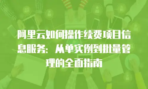 阿里云如何操作续费项目信息服务：从单实例到批量管理的全面指南