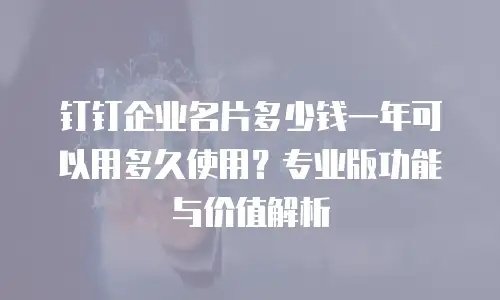 钉钉企业名片多少钱一年可以用多久使用？专业版功能与价值解析