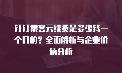 钉钉集客云续费是多少钱一个月的？全面解析与企业价值分析