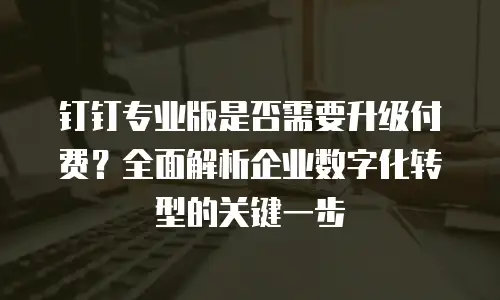 钉钉专业版是否需要升级付费？全面解析企业数字化转型的关键一步