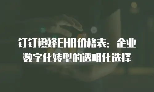 钉钉橙蜂EHR价格表：企业数字化转型的透明化选择