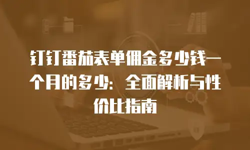 钉钉番茄表单佣金多少钱一个月的多少：全面解析与性价比指南