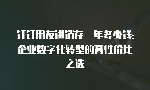 钉钉用友进销存一年多少钱：企业数字化转型的高性价比之选