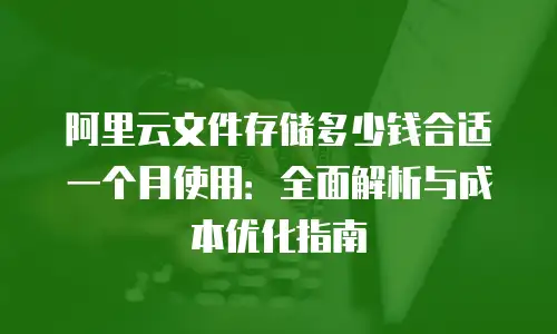 阿里云文件存储多少钱合适一个月使用：全面解析与成本优化指南