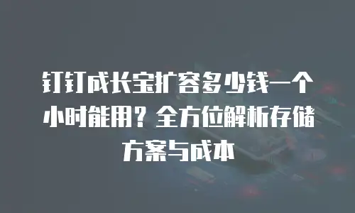 钉钉成长宝扩容多少钱一个小时能用？全方位解析存储方案与成本