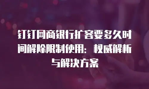 钉钉网商银行扩容要多久时间解除限制使用：权威解析与解决方案