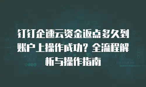 钉钉企速云资金返点多久到账户上操作成功？全流程解析与操作指南