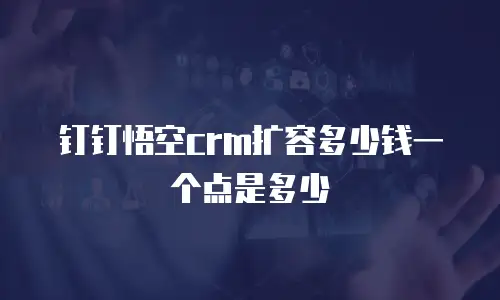钉钉悟空crm扩容多少钱一个点是多少