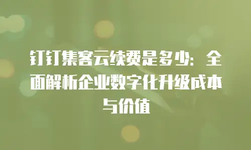 钉钉集客云续费是多少：全面解析企业数字化升级成本与价值