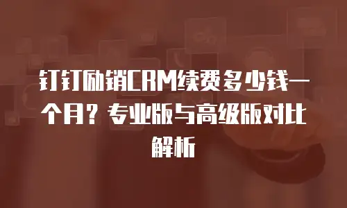钉钉励销CRM续费多少钱一个月？专业版与高级版对比解析