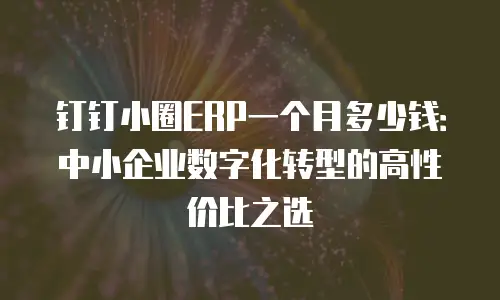 钉钉小圈ERP一个月多少钱：中小企业数字化转型的高性价比之选