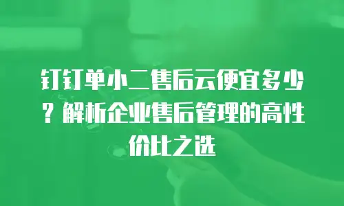 钉钉单小二售后云便宜多少？解析企业售后管理的高性价比之选