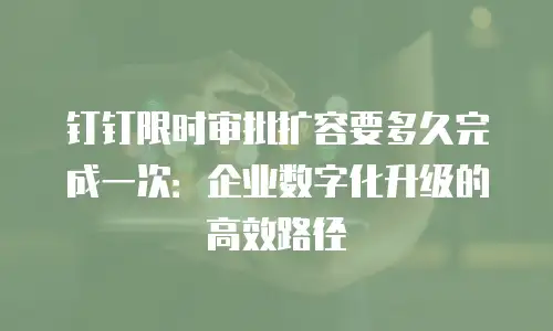 钉钉限时审批扩容要多久完成一次：企业数字化升级的高效路径