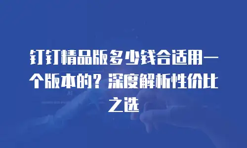 钉钉精品版多少钱合适用一个版本的？深度解析性价比之选