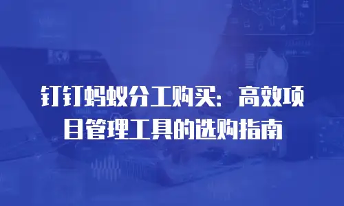 钉钉蚂蚁分工购买：高效项目管理工具的选购指南