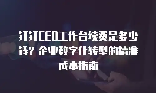 钉钉CEO工作台续费是多少钱？企业数字化转型的精准成本指南