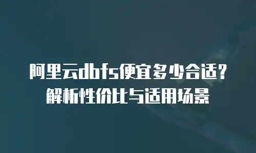 阿里云dbfs便宜多少合适？解析性价比与适用场景