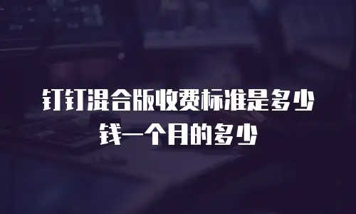 钉钉混合版收费标准是多少钱一个月的多少