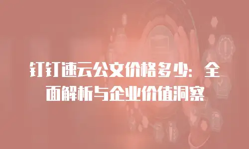 钉钉速云公文价格多少：全面解析与企业价值洞察