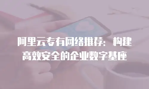 阿里云专有网络推荐：构建高效安全的企业数字基座