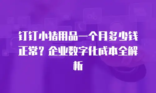 钉钉小猪用品一个月多少钱正常？企业数字化成本全解析