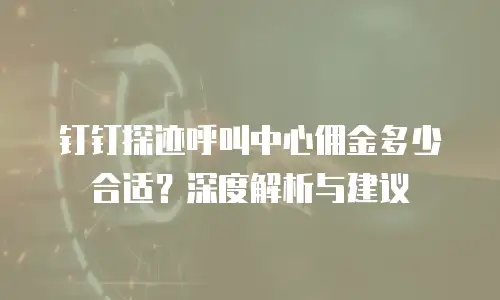 钉钉探迹呼叫中心佣金多少合适？深度解析与建议