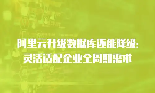 阿里云升级数据库还能降级：灵活适配企业全周期需求