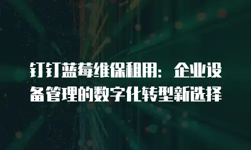 钉钉蓝莓维保租用：企业设备管理的数字化转型新选择
