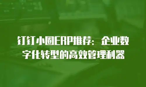 钉钉小圈ERP推荐：企业数字化转型的高效管理利器