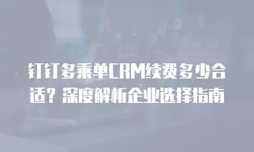 钉钉多乘单CRM续费多少合适？深度解析企业选择指南