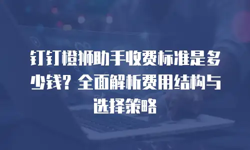钉钉橙狮助手收费标准是多少钱？全面解析费用结构与选择策略
