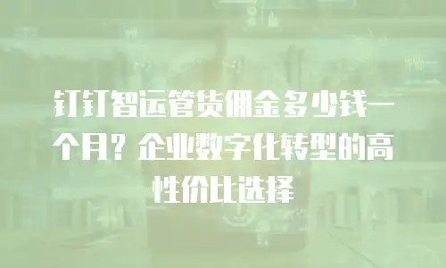 钉钉智运管货佣金多少钱一个月？企业数字化转型的高性价比选择