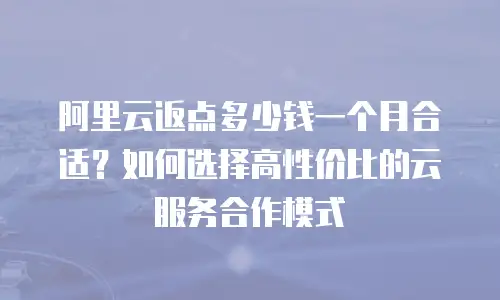阿里云返点多少钱一个月合适？如何选择高性价比的云服务合作模式