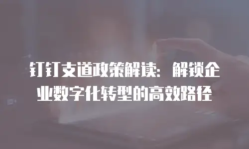 钉钉支道政策解读：解锁企业数字化转型的高效路径