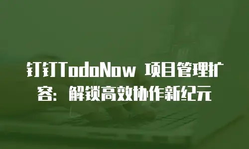 钉钉TodoNow 项目管理扩容：解锁高效协作新纪元