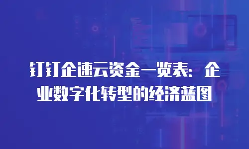 钉钉企速云资金一览表：企业数字化转型的经济蓝图