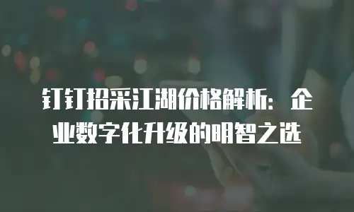 钉钉招采江湖价格解析：企业数字化升级的明智之选