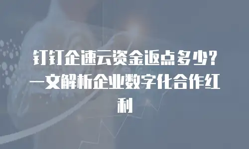 钉钉企速云资金返点多少？一文解析企业数字化合作红利