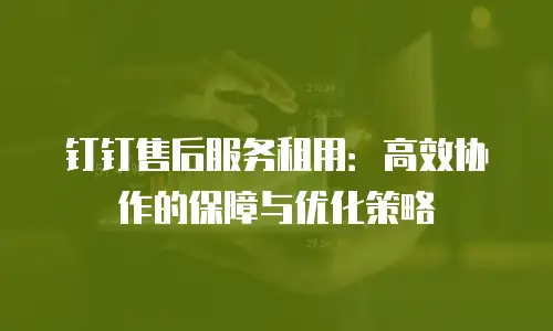 钉钉售后服务租用：高效协作的保障与优化策略