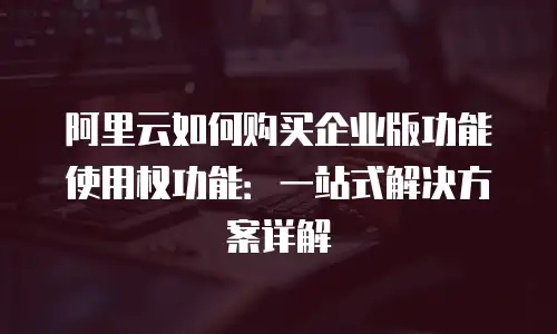 阿里云如何购买企业版功能使用权功能：一站式解决方案详解