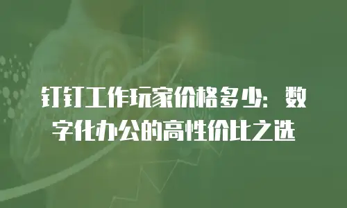 钉钉工作玩家价格多少：数字化办公的高性价比之选