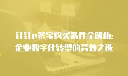 钉钉e签宝购买条件全解析：企业数字化转型的高效之选