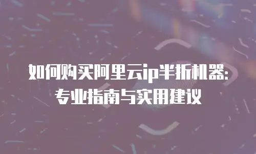 如何购买阿里云ip半折机器：专业指南与实用建议