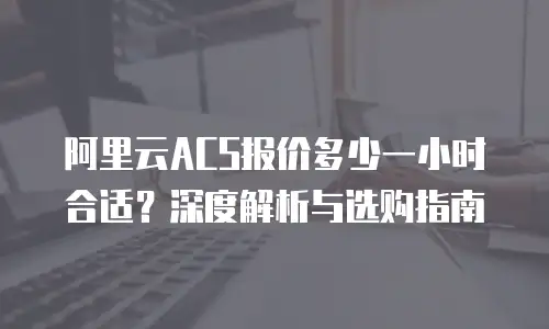 阿里云ACS报价多少一小时合适？深度解析与选购指南